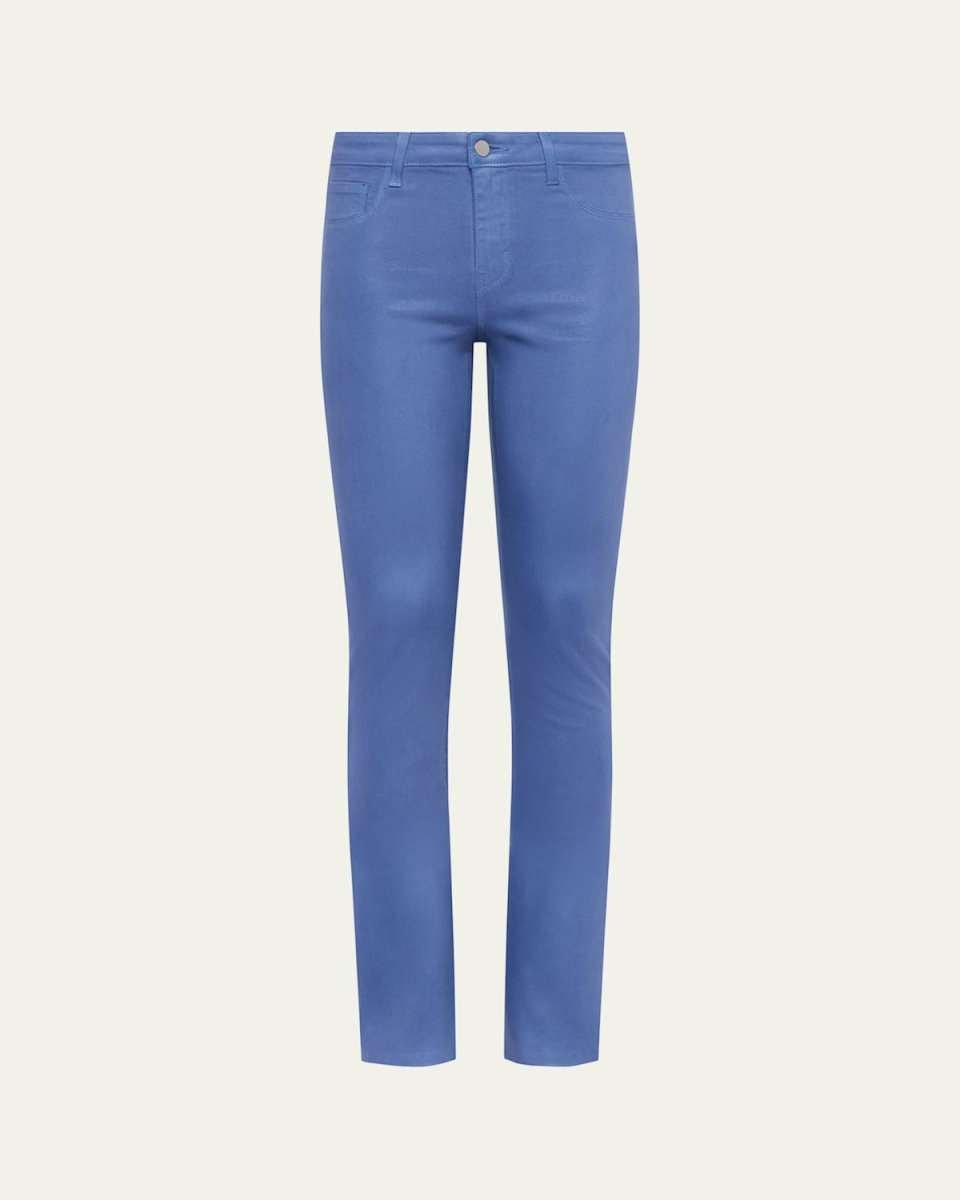 Ruth High-Rise Coated Straight Raw Hem Jeans